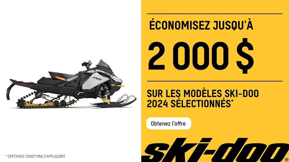 Obtenez jusqu'à 2 000 $ de rabais sur les motoneiges Ski-Doo 2024 sélectionnées alt