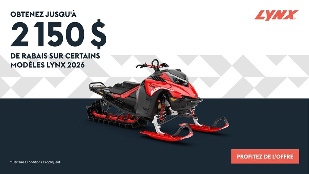 Obtenez jusqu'à 2 150 $ de rabais sur les motoneiges Lynx 2026 sélectionnées alt