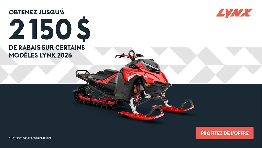 Obtenez jusqu'à 2 150 $ de rabais sur les motoneiges Lynx 2026 sélectionnées
