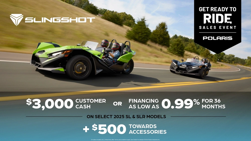 $3,000 Customer Cash or Financing offer for Slingshot SL and SLR Models alt