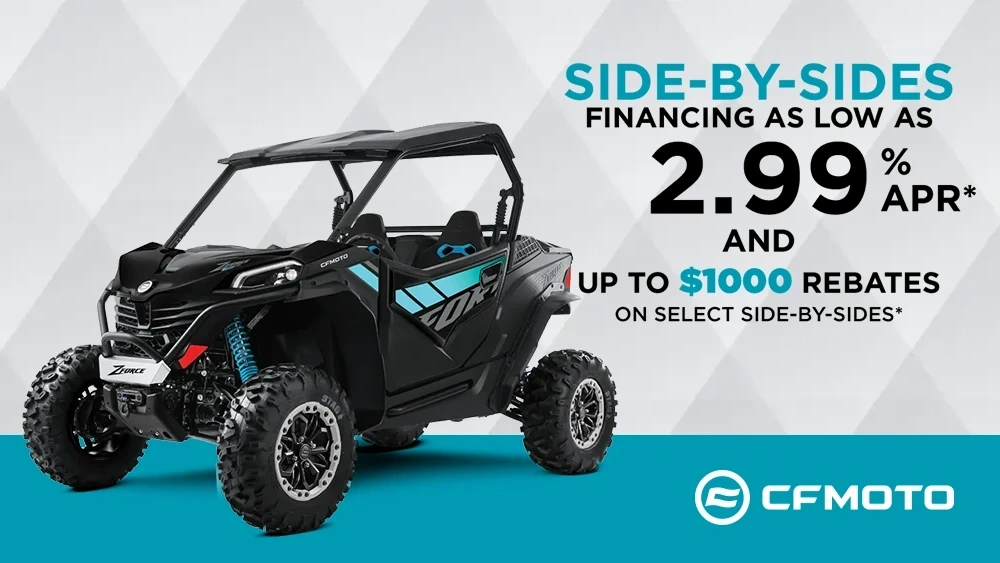 Financing as low as 2.99 % APR* and up to $1000 rebates on select Side-by-Sides* alt