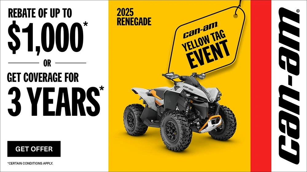 Rebate of up to $1,000 rebate or 3 years of coverage on select 2025 Renegade alt