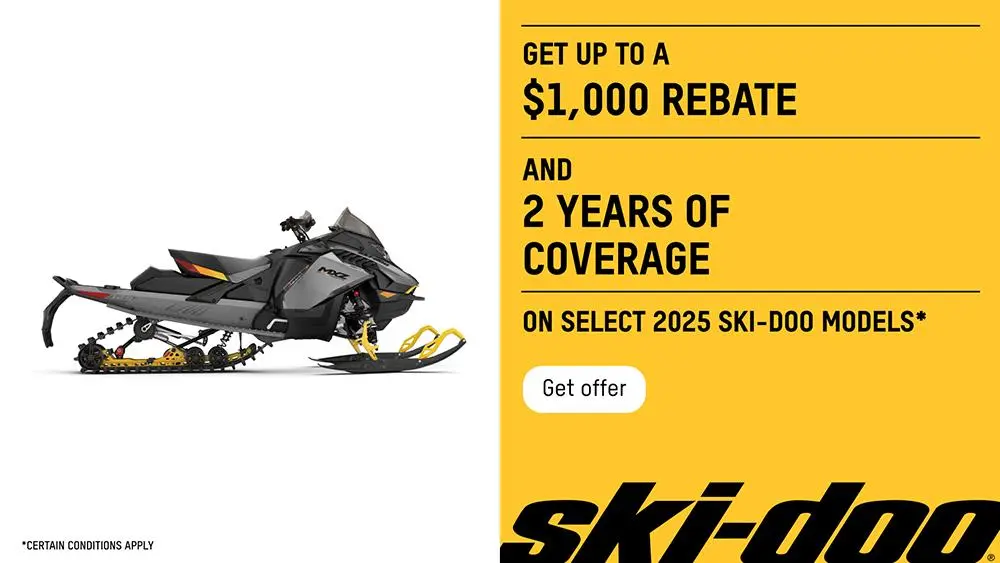 Get up to $1,000 or 2 years of coverage on select 2025 Ski-Doo models