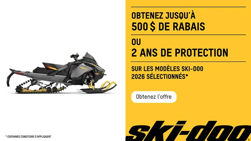 Obtenez jusqu'à 500 $ de rabais sur les motoneiges Ski-Doo 2026 sélectionnées