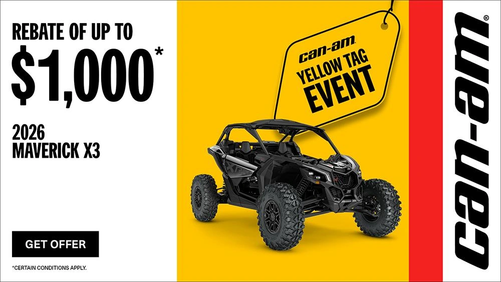 Rebate of up to $1,000 on select 2026 Maverick X3 models alt