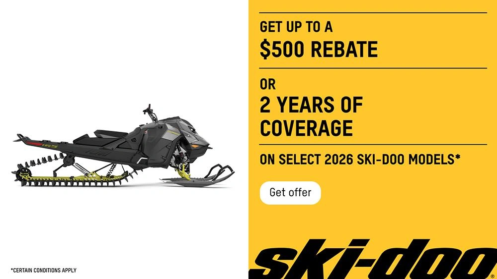 Get up to $500 or 2 years of coverage on select 2026 Ski-Doo models - Deep Snow alt