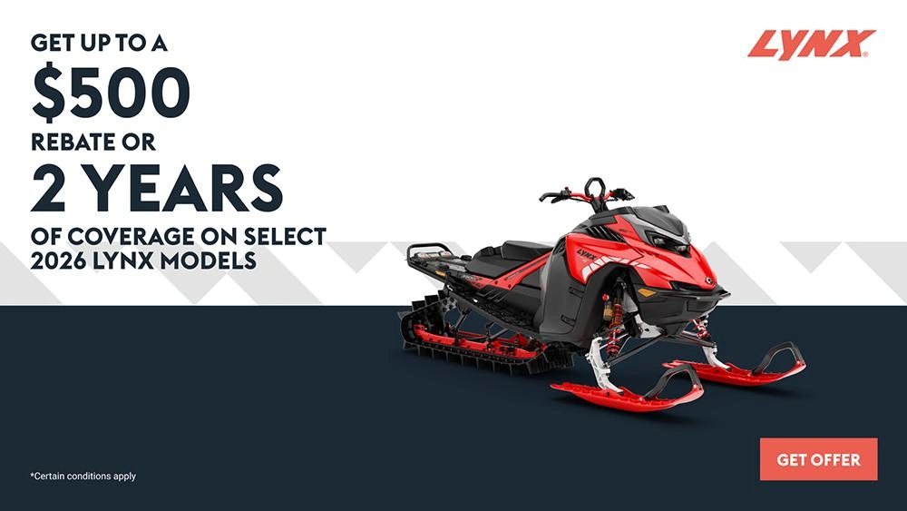 Get up to $500 or 2 years of coverage on select 2026 Lynx models - Deep Snow alt