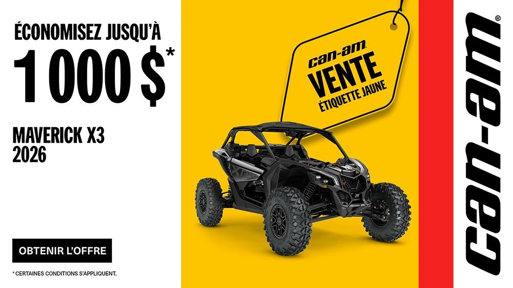 Économisez jusqu'à 1000$ sur les modèles Maverick X3 2026 sélectionnés alt