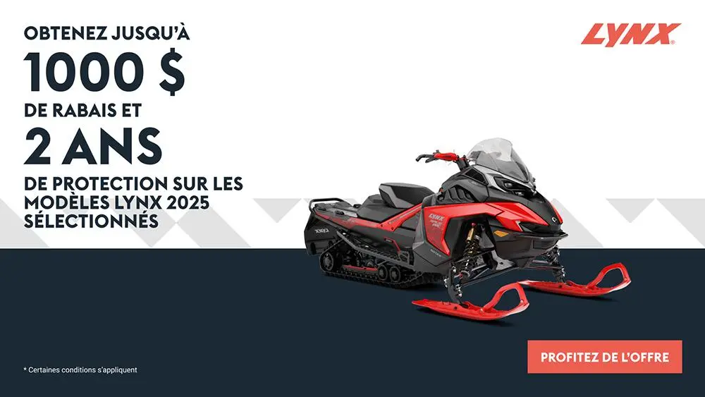 Obtenez jusqu'à 1000 $ de rabais sur les motoneiges Lynx 2025 sélectionnées