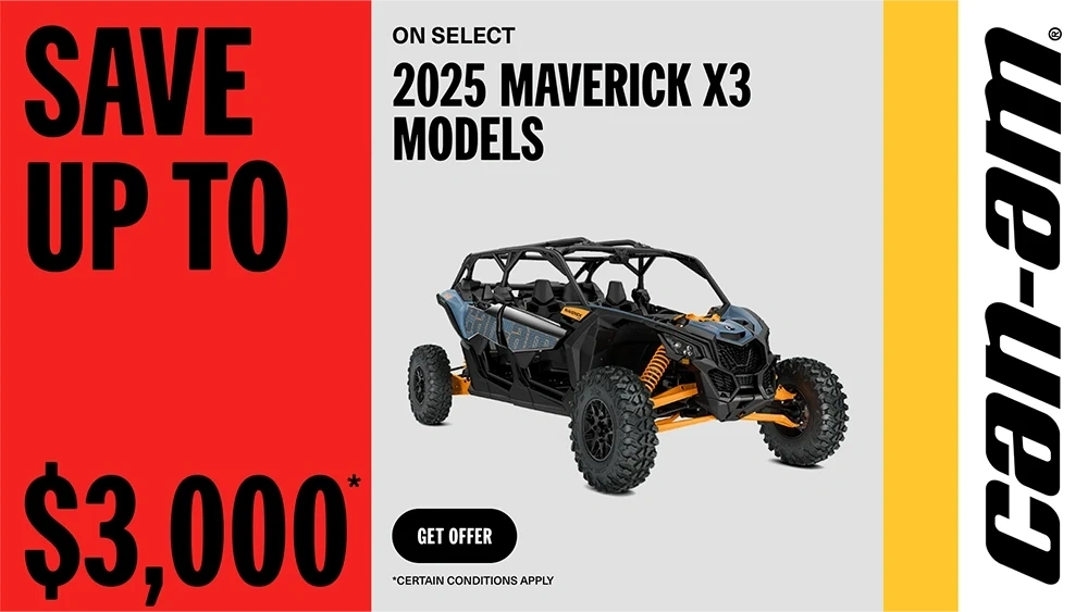 Save up to $3000 on select 2025 Maverick X3 models alt