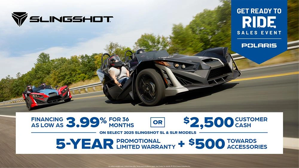 $2,500 Customer Cash or Financing offer for Slingshot SL and SLR Models alt