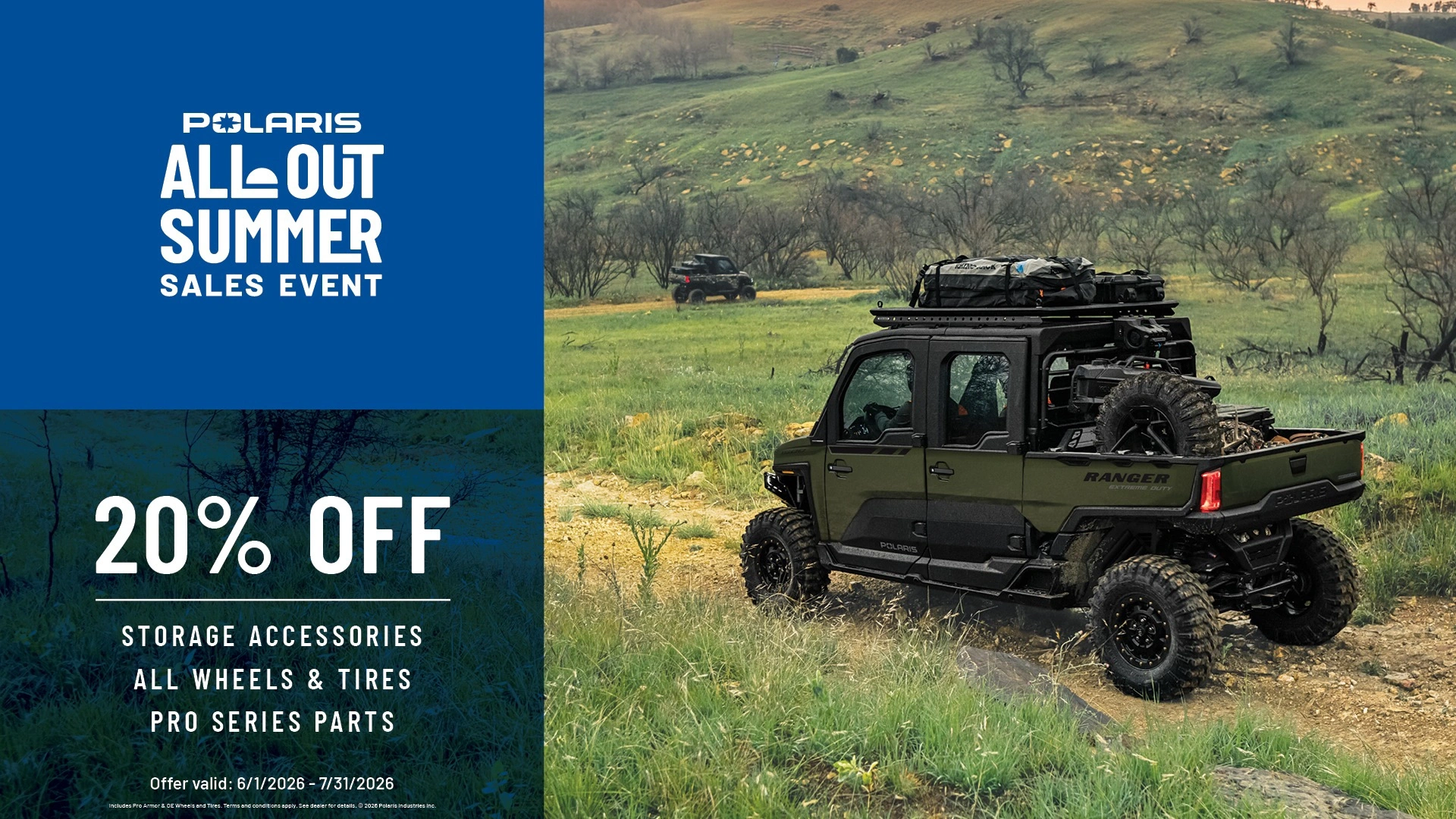 20% off storage accessories, all wheels and tires, and Pro series parts. alt