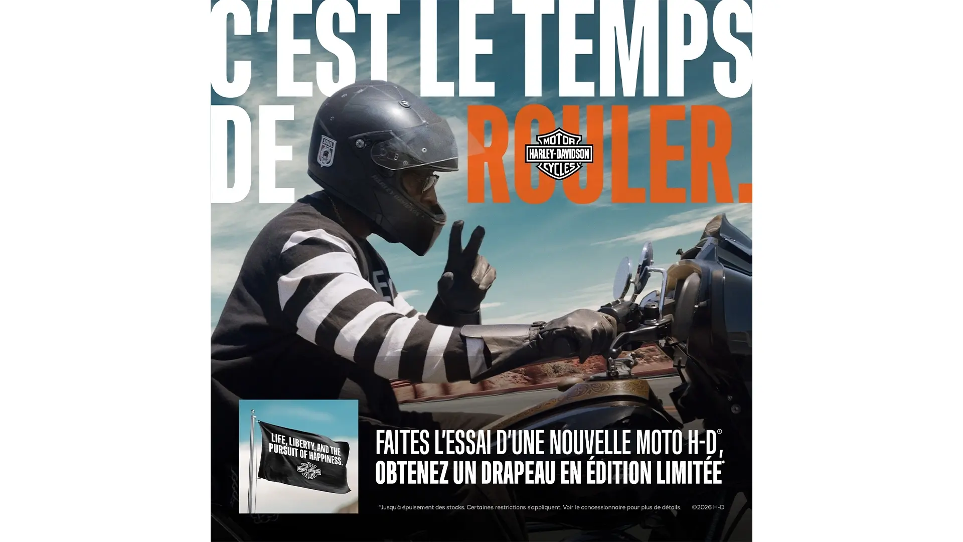 Faites l'essai d'une nouvelle moto H-D, Obtenez un drapeau En édition Limitée