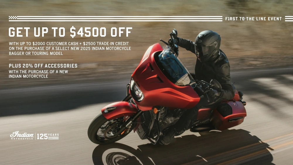 Promotion: Get up to $4500 off from Customer Cash & Trade-In Credits or 1.99% for 36 months on select 2025 Bagger or Touring Models alt