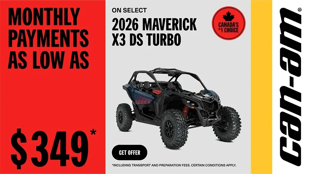Monthly payment as low as $349 on select 2026 Maverick X3 DS Turbo models