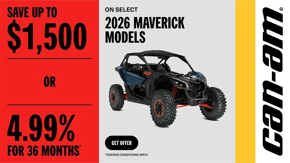 Save up to $1,500 or 4.99% for 36 months on select 2026 Maverick Models alt