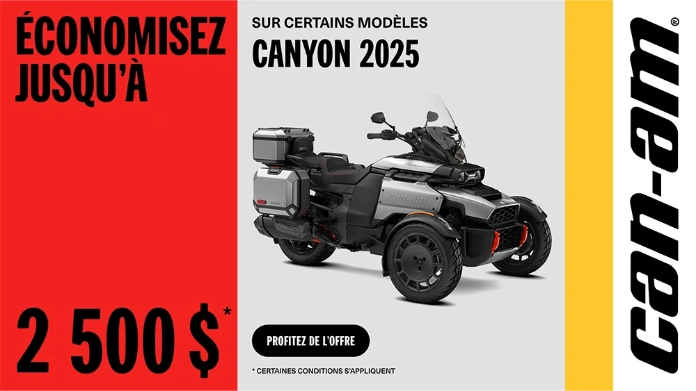 Économisez jusqu'à 2 500 $ sur certains modèles Canyon 2025 alt