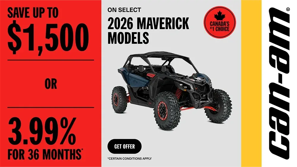 Save up to $1,500 or 3.99% for 36 months on select 2026 Maverick Models