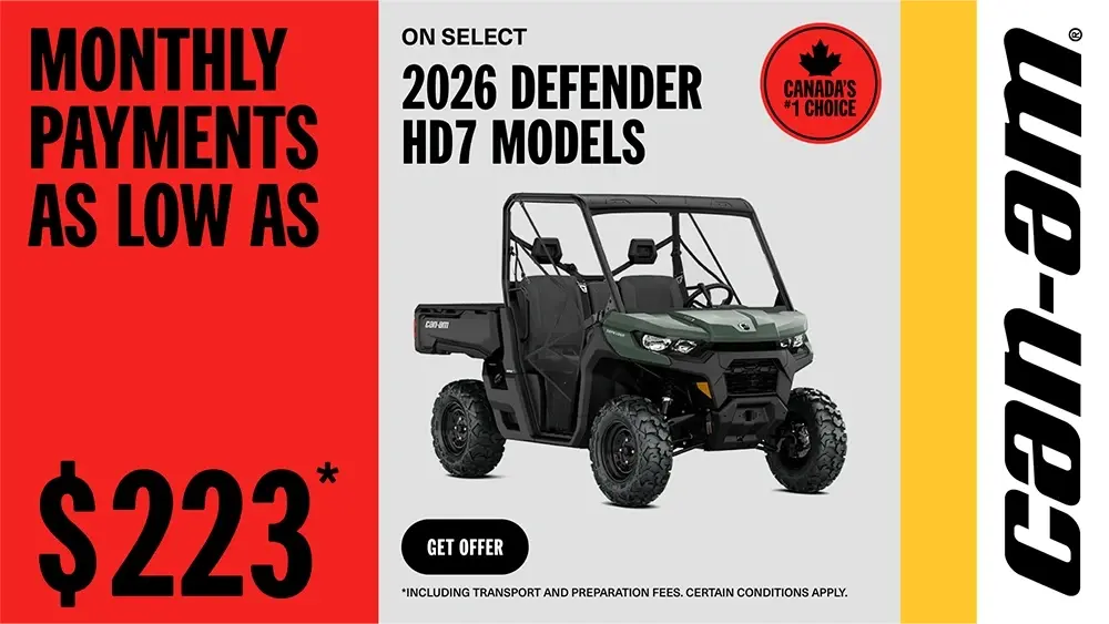 Monthly payment as low as $223 on select 2026 Defender HD7 models
