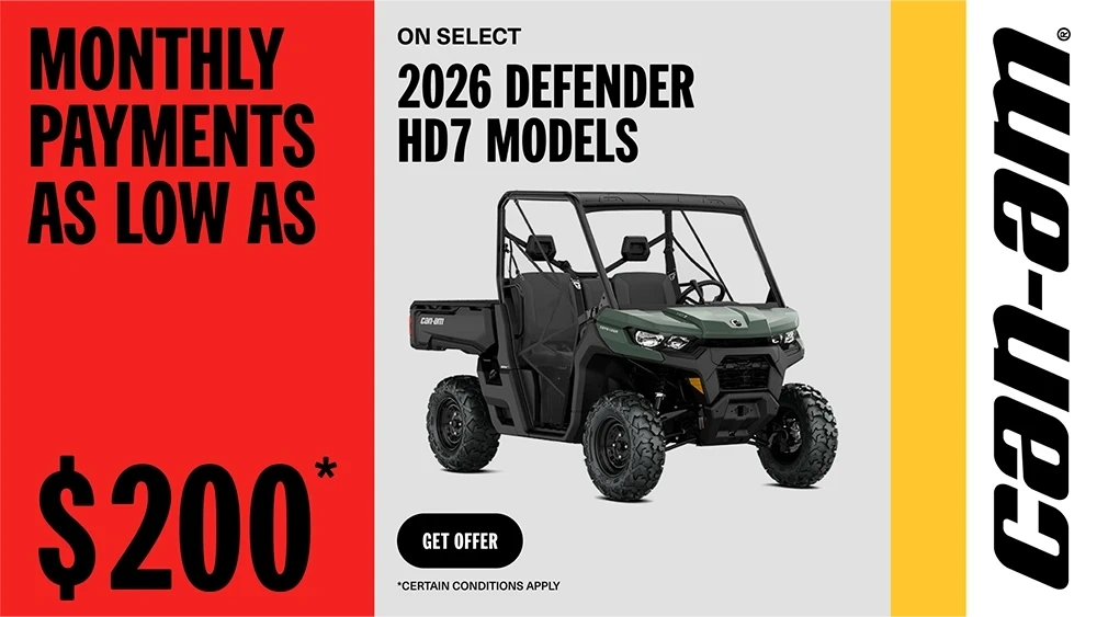 Monthly payment as low as $200 on select 2026 Defender HD7 models alt