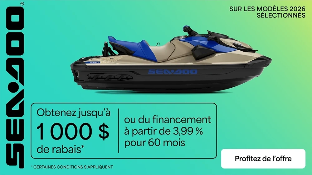Obtenez jusqu'à 1 000 $ de rabais ou du financement à partir de 3,99% pour 60 mois sur les modèles 2026 sélectionnés alt