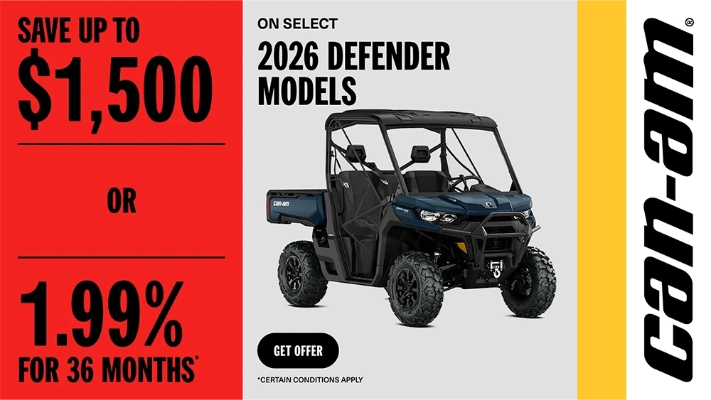 Save $1,500 or 1.99% for 36 months on select 2026 Defender Models alt