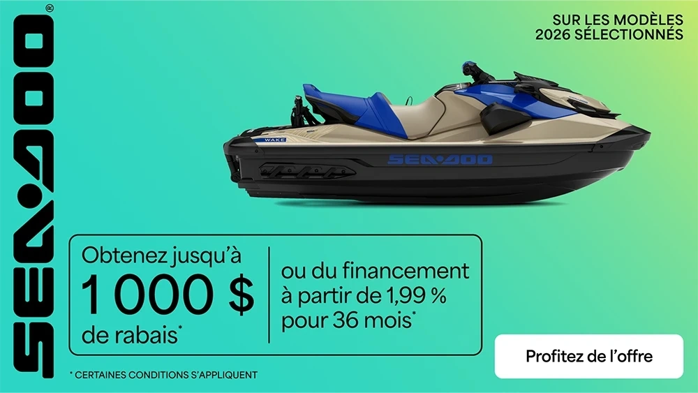 Obtenez jusqu'à 1 000 $ de rabais ou du financement à partir de 1,99% pour 36 mois sur les modèles 2026 sélectionnés alt