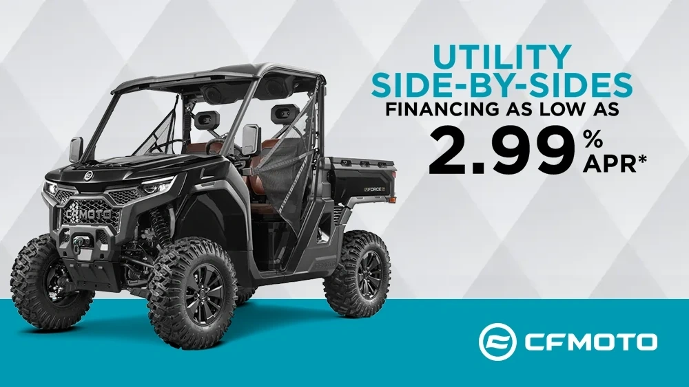 Financing as low as 2.99 % APR* on select Utility Side-by-Sides* alt