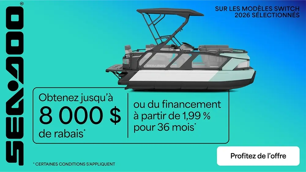 Obtenez jusqu&rsquo;à 8 000$ de rabais ou du financement à partir de 1.99% pour 36 mois sur les modèles Switch 2026 sélectionnés