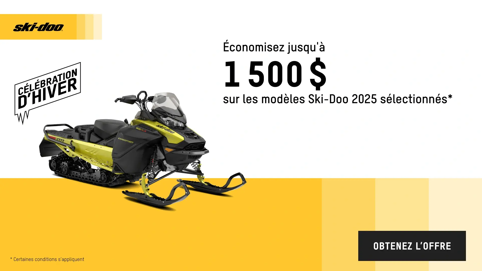 Obtenez 1 500 $ de rabais sur les motoneiges Ski-Doo 2025 sélectionnées