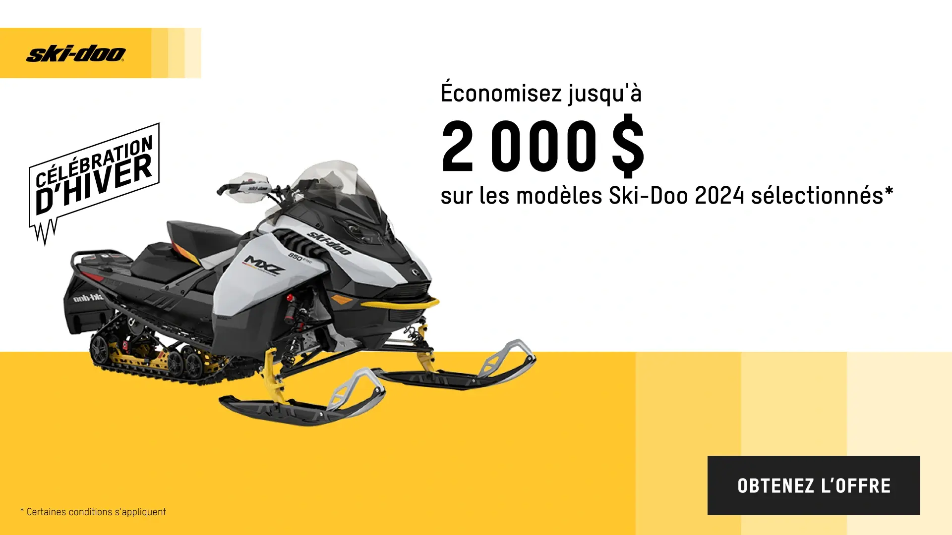 Obtenez jusqu'à 2 000 $ de rabais sur les motoneiges Ski-Doo 2024 sélectionnées