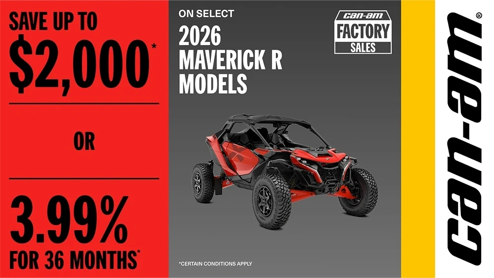 Save up to $2,000 OR 3.99% for 36 months on select 2026 Maverick R models alt