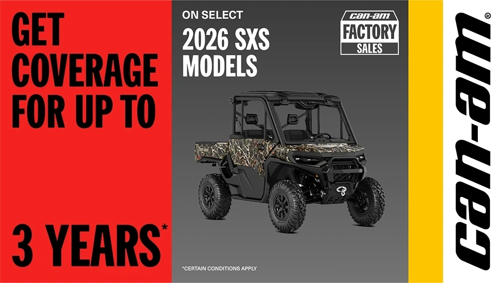 Get coverage for up to 3 years on select 2026 SXS models alt