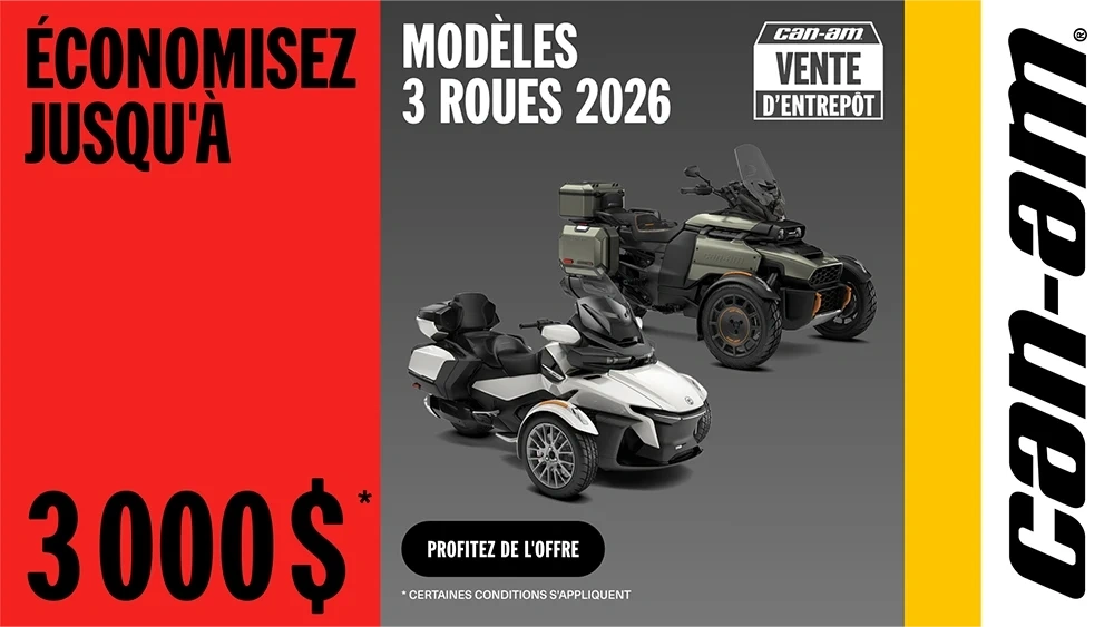 Obtenez jusqu'à 3 000 $ de rabais sur les modèles Can-Am V3R 2026 sélectionnés alt