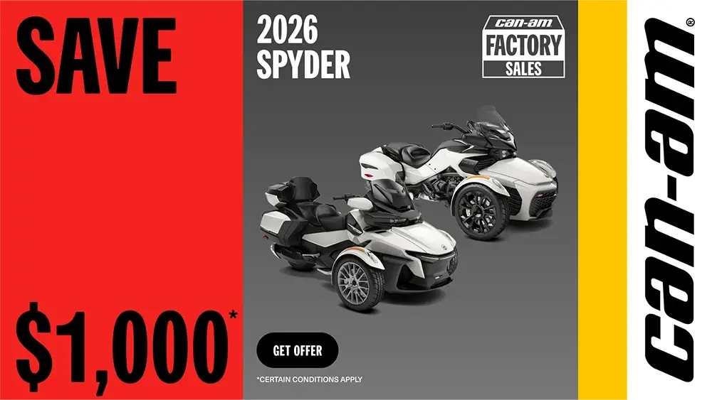 Save $1,000 on select 2026 Spyder