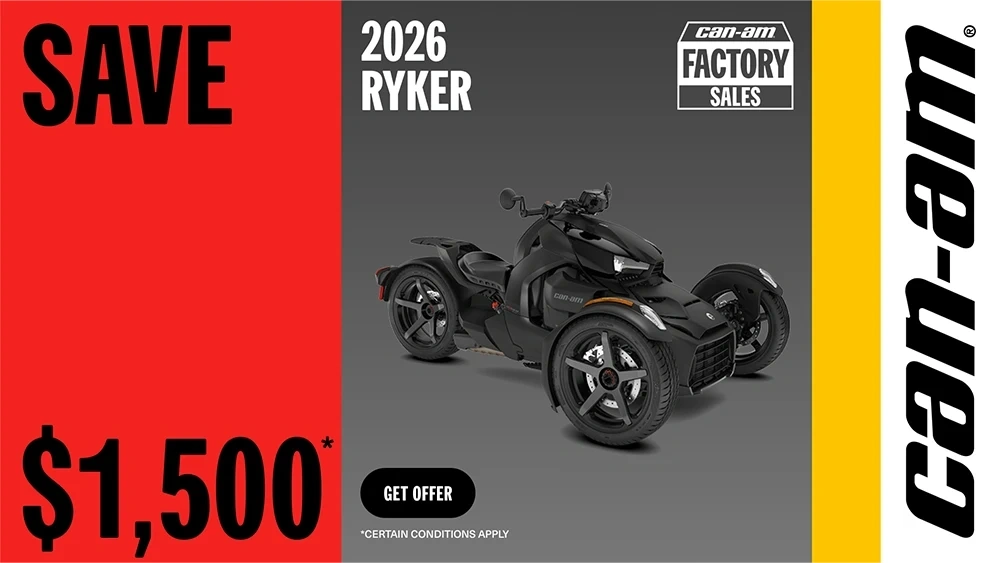 Save $1,500 on select 2026 Ryker alt