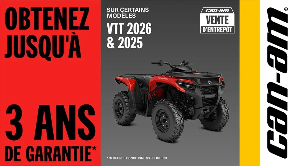 Obtenez jusqu'à 3 ans de garantie sur certains modèles VTT 2026 & 2025