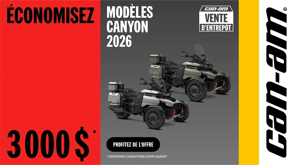 Économisez jusqu'à 3 000 $ sur certains modèles Canyon 2026 alt