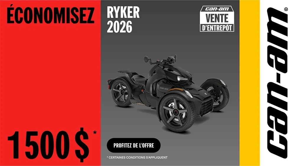 Économisez jusqu'à $1,500 sur certains modèles Ryker 2026 alt