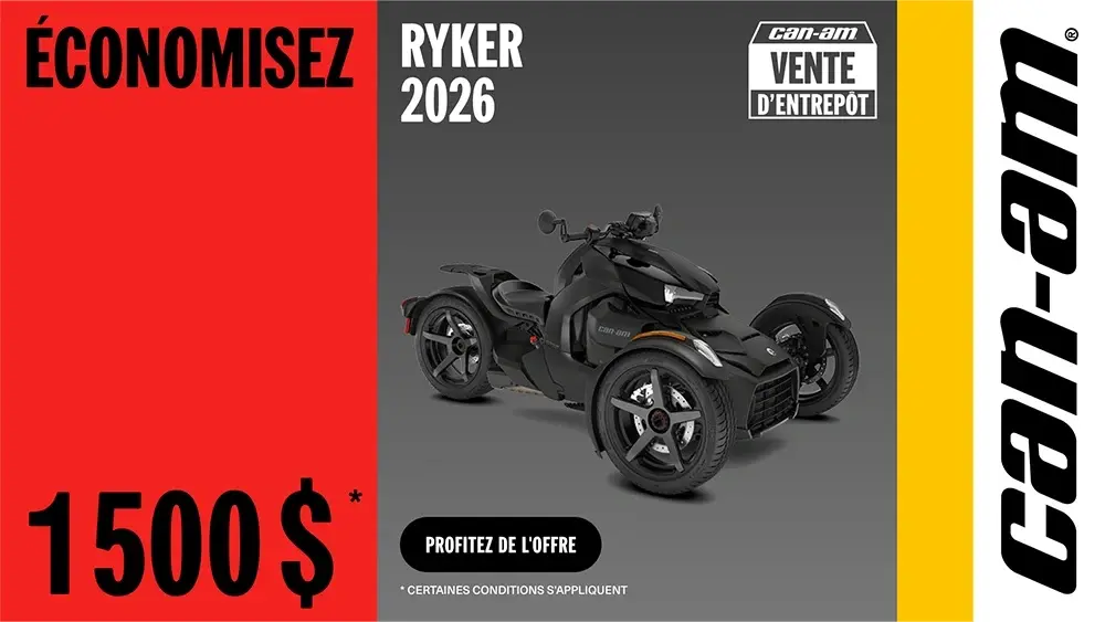 Économisez jusqu&rsquo;à $1,500 sur certains modèles Ryker 2026