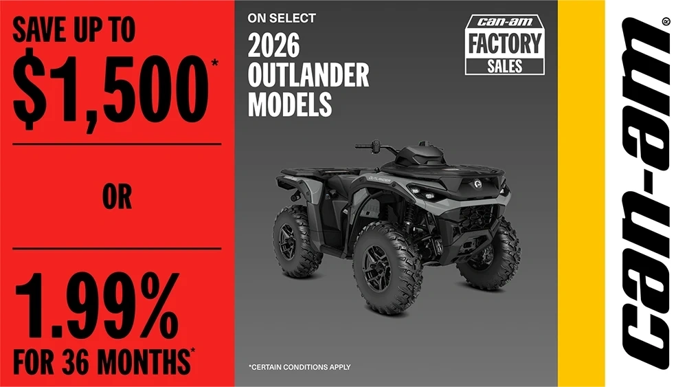 Save up to $1,500 OR 1.99% for 36 months on select 2026 Outlander models alt