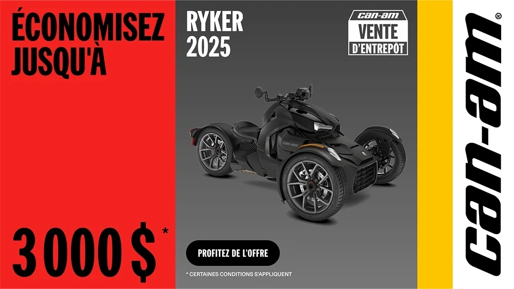 Économisez jusqu'à 3 000 $ sur certains modèles Ryker 2025 alt