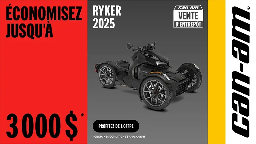 Économisez jusqu'à 3 000 $ sur certains modèles Ryker 2025