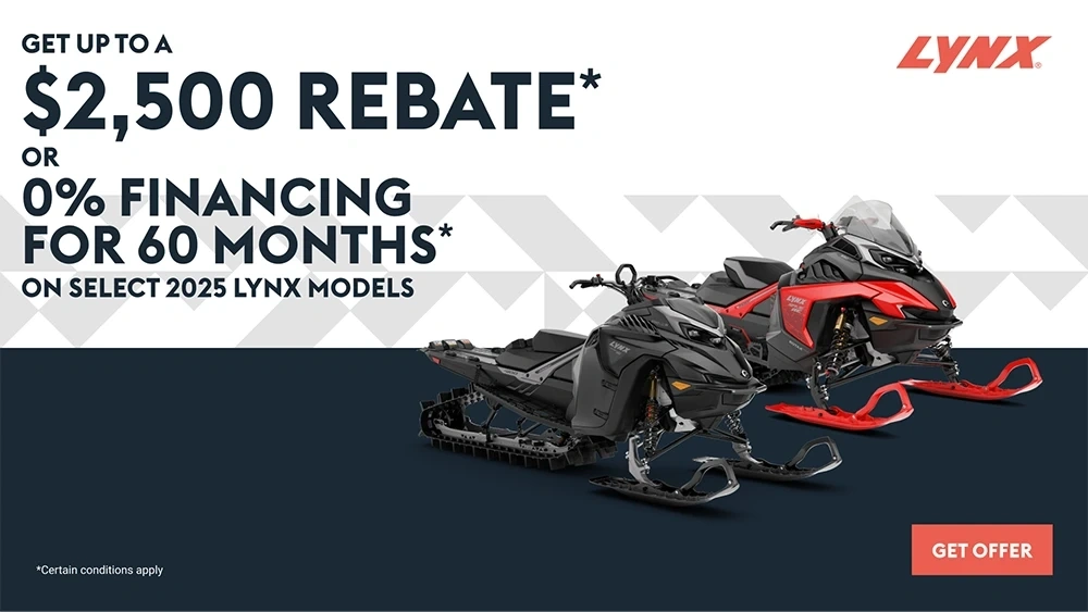 Get up to $2,500 rebate or 0% financing for 60 months on select 2025 Lynx models alt