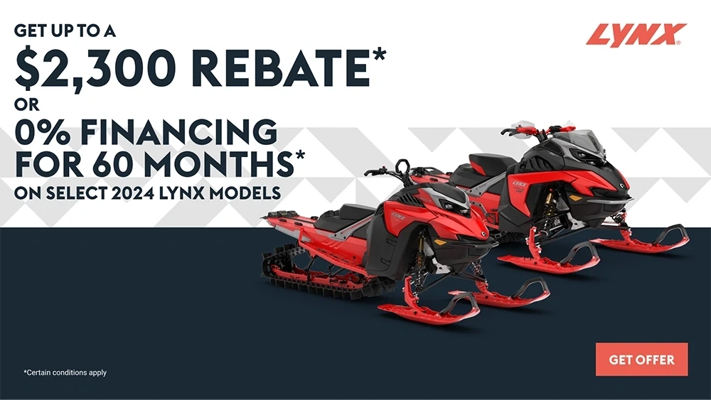 Get up to $2,300 rebate or 0% financing for 60 months on select 2024 Lynx models alt