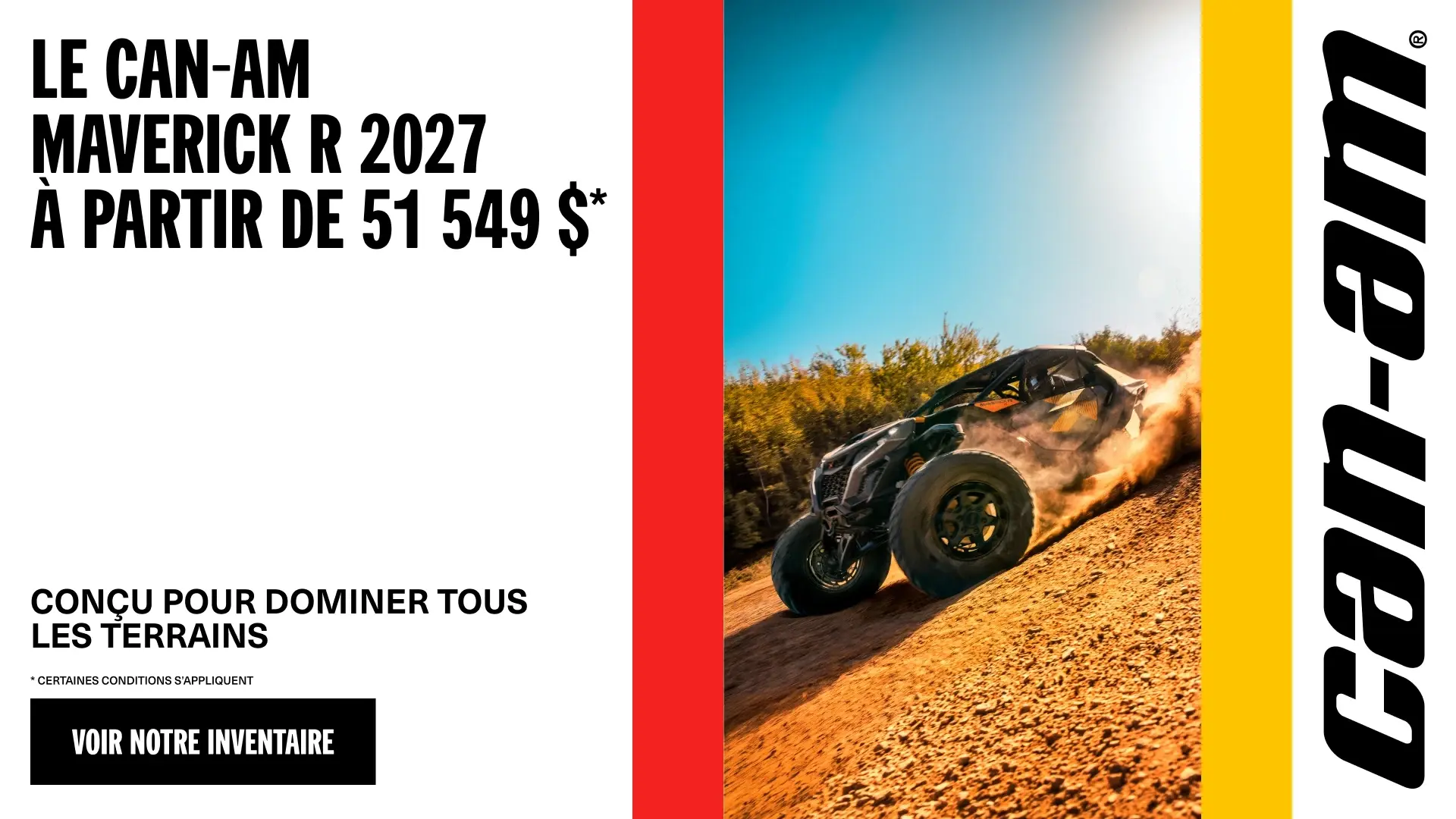 Le Can-Am Maverick R X 2027 à partir de 51 549 $