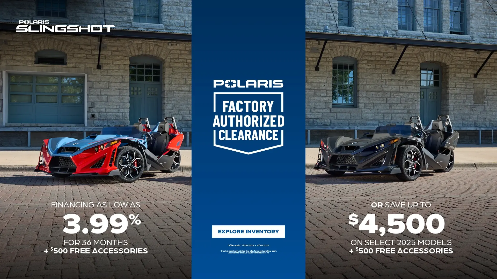 $4,500 Customer Cash OR Financing Offer for Select 2025 Slingshot R Models