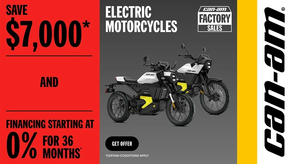 Save $7,000 and financing starting at 0% for 36 months on all MY25 electric motorcycles alt