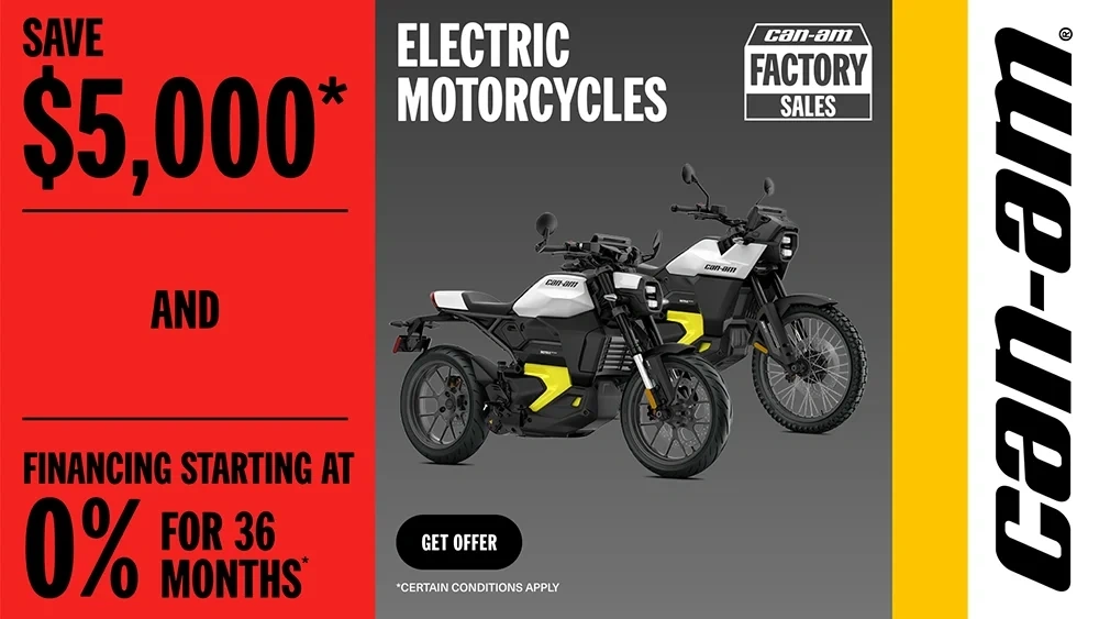 Save $5,000 and financing starting at 0% for 36 months on all MY25 electric motorcycles alt
