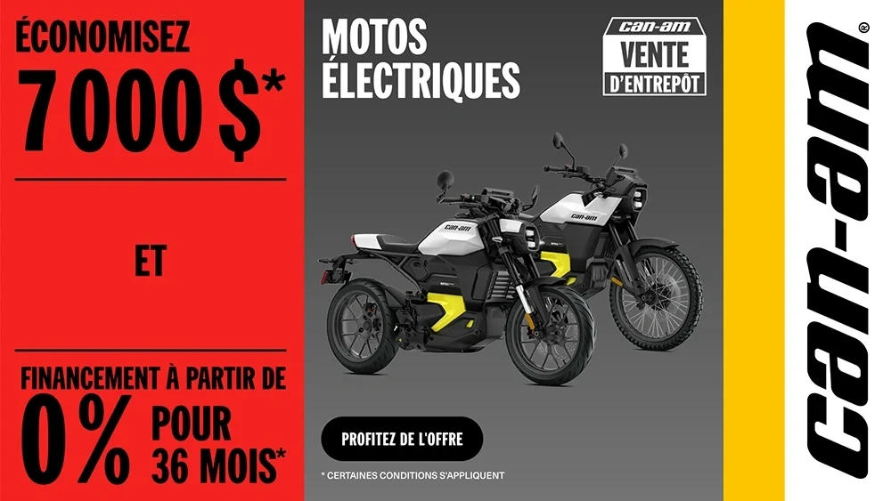 Économisez 7 000 $ et financement à partir de 0% pour 36 mois sur les motos électriques 2025 alt